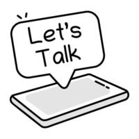 Lets talk icon in hand drawn style Basic RGB vector