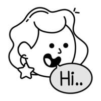 Basic Greeting icon designed in sketchy style RGB vector