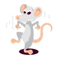 Basic RGBA flat style sticker of angry rat vector