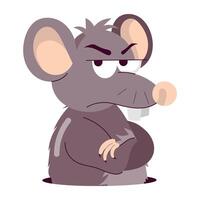 Basic A flat sticker showing rat with unamused expressions RGB vector