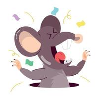 Basic RGBA flat style sticker of mouse screaming vector