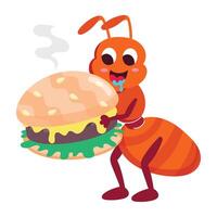 Ant burger sticker designed in flat style vector