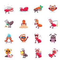 Collection of Formicidae Character Flat Stickers vector