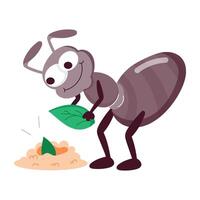 Basic RGBFormicidae with leaves, sticker in flat style vector