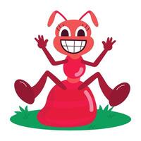 Smiling ant sticker designed in cartoon style vector