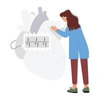 Basic RGBA flat character illustration of cardiologist vector