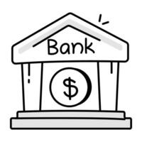 Basic Bank icon in doodle style vector