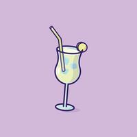 Simple glass of lemonade with ice cubes cartoon illustration Collection of drinks concept icon isolated vector