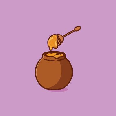 Simple sweet honey pot cartoon illustration Collection of drinks concept icon isolated