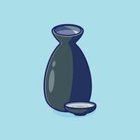 Simple authentic japanese sake cartoon illustration Collection of drinks concept icon isolated vector