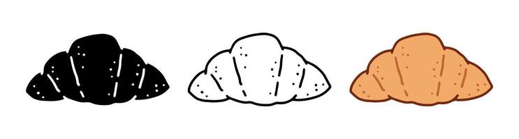 Set of Croissant cartoon doodle, , Illustration. vector