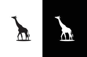 Giraffe icon silhouette illustration. Giraffe icon in flat black color white background. vector