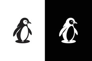 Simple flat penguin icon silhouette illustration. Penguin isolated icon black white background. vector