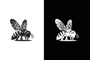 Bee silhouette icon illustration on a white black background. Simple Bee icon. vector