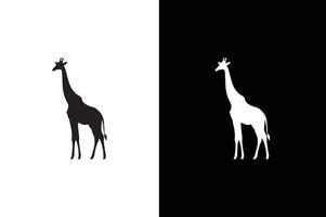 Giraffe icon silhouette illustration. Giraffe icon in flat black and white color vector