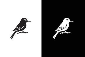 Bird on a branch. Bird icon silhouette illustration element for design. Bird black and white background. vector