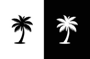 Palm tree icon , simple style palm tree silhouette illustration black white background. vector
