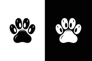 Dog or cat paw silhouette icon for animal apps and website. Animal paw print illustration black white background. vector