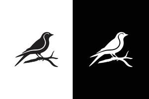Bird on a branch. Bird icon silhouette illustration element for design. Bird black and white royalty free icon. vector