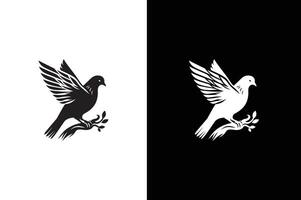 Bird on a branch. Bird icon silhouette illustration element for design. Bird black and white vector