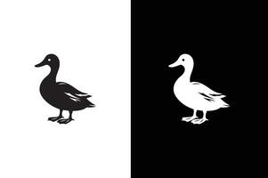 Duck icon silhouette illustration. Simple duck icon design template black white background. vector