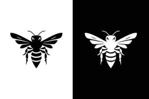 Bee icon silhouette of an insect Isolated on a black background. Simple black and white bee icon vector
