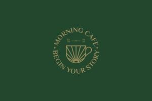 Morning Cafe Logo Badge Abstract Cup Sunrise Beverage Coffee and Tea Business Breakfast Branding vector