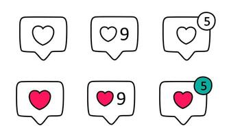 Heart in red speech bubble icon, Social Network Love icon hand drawn vector
