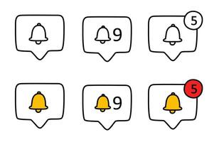 Notification bell icon. Alarm symbol. Incoming inbox message icon hand drawn vector