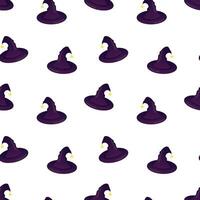 Witch Halloween hats with star seamless pattern. Halloween background, packaging design, wrapping paper vector