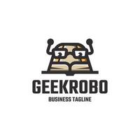 smart geek robot logo design vector