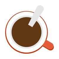 Cup Of Coffee With Spoon Top View Icon vector