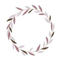 Boho Style Round Decorative Ornamental Leaves Frame vector