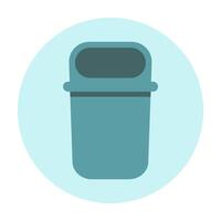Blue Plastic Trash Bin With Removable Lid Icon vector