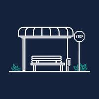 A flat illustration of bus stop isolated on background vector