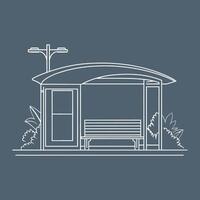 A flat illustration outline of bus stop isolated on background vector