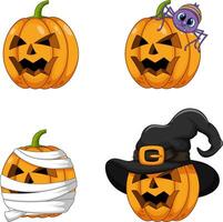 Halloween pumpkins set isolated on white background vector