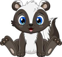 Cartoon cute baby skunk sitting vector