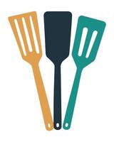 A flat illustration of colorful silicone spatula isolated on white background vector
