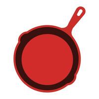 a red frying pan on a white background vector