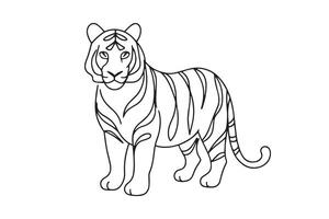Tiger Continuous line art illustration on white background vector