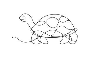 Tortoise Continuous line art illustration on white background vector