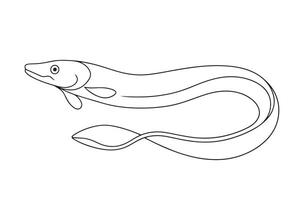 Eel Continuous line art illustration on white background vector