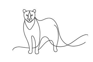 Panther Continuous line art illustration on white background vector