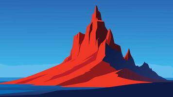 Iceland's red rocks, showcasing their unique texture and vibrant color against a clear blue sky flat illustration vector