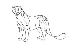 Leopard Continuous line art illustration on white background. vector