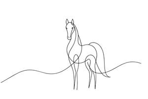 Horse Continuous line art illustration on white background vector
