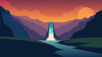 Summer scenery. Astonishing summer view of Seljalandfoss Waterfall on Seljalandsa river flat illustration vector