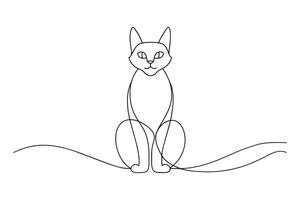 Cat Continuous line art illustration on white background vector