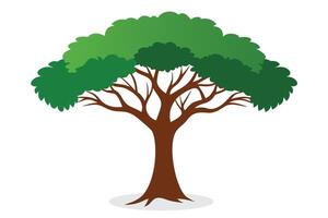 Solitary tree stands prominently against a stark white background, emphasizing its natural beauty and form flat illustration on white background vector
